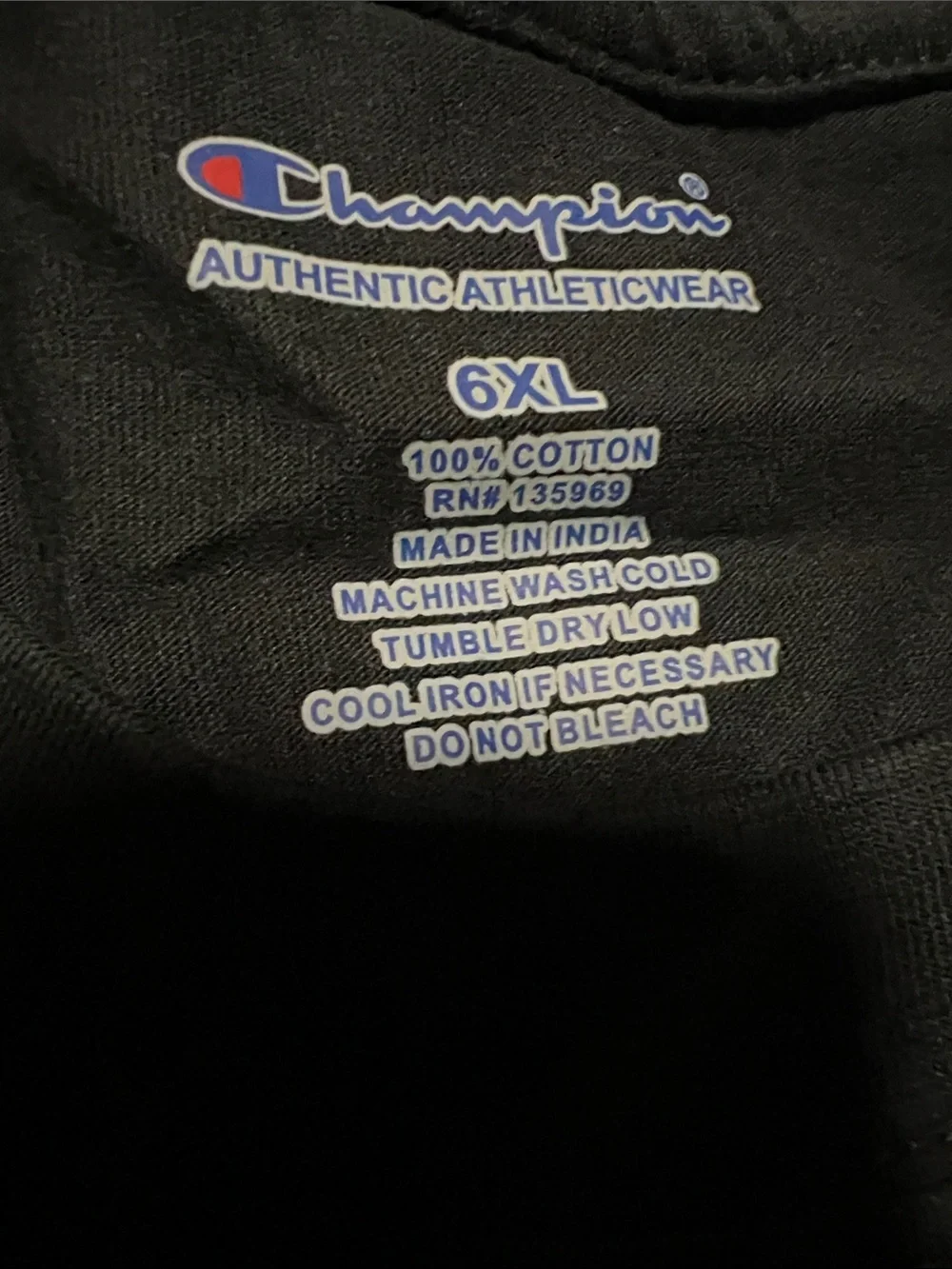 Champion Black Logo Graphic Tee Sz 6XL - Picture 2 of 3